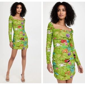ALIETTE ruched floral bodycon dress size 8